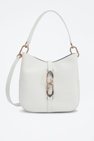 Sac porté épaule en cuir de veau Sirena S - Blanc