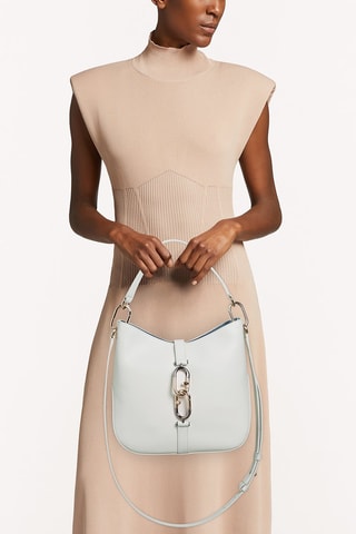 Sac porté épaule en cuir de veau Sirena S - Blanc