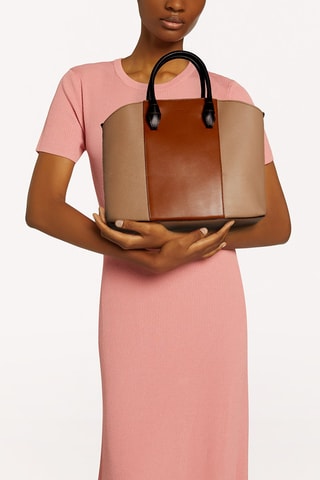 Sac à main en cuir de veau Miastella L - Beige