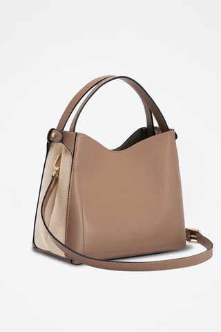 Sac à main en cuir de veau Primula - Taupe