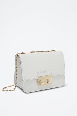 Sac bandoulière en cuir de veau Mini Bella - Blanc