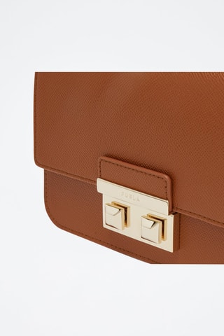 Sac bandoulière en cuir de veau Mini Bella - Marron