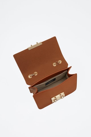 Sac bandoulière en cuir de veau Mini Bella - Marron