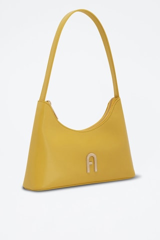 Sac porté épaule en cuir de veau Diamante - Moutarde