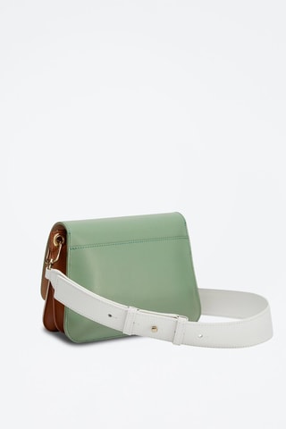 Sac bandoulière en cuir de veau Gemma Mini - Vert et blanc