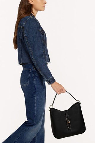 Sac à main en cuir de veau Sirena M - Noir