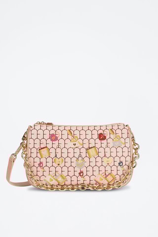 Sac bandoulière en cuir Moon S - Rose