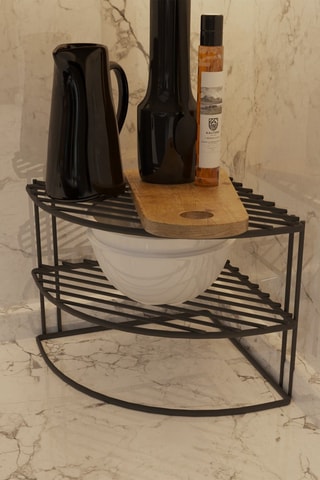 Etagère de rangement 2 niveaux - Noir - 34 x 21,5 x 25 cm