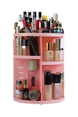 Organisateur de maquillage sans BPA - 23 x 23 x 30,5 cm - Rose