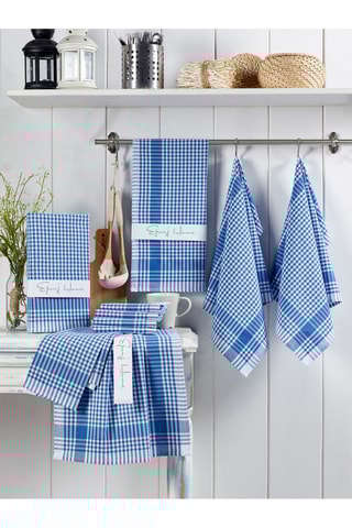 10 Theedoeken Blauw en Wit