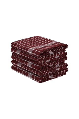 10 Theedoeken  Bordeauxrood en Grijs