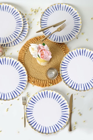 6 assiettes plates en céramique - 28 cm