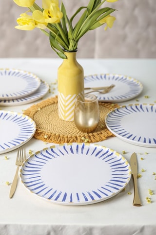 6 assiettes plates en céramique - 28 cm