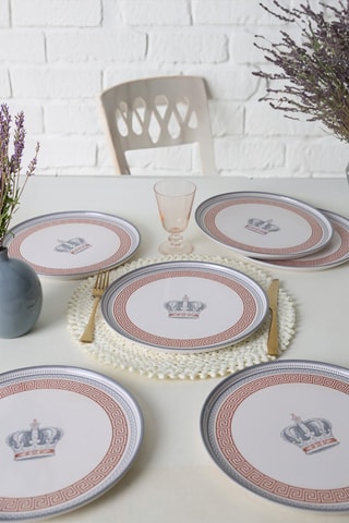 6 assiettes plates en grès  - 28 cm