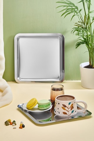 6 Roestvrijstalen Dienbladen - 22 x 22 cm