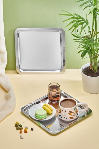 6 Roestvrijstalen Dienbladen - 22 x 22 cm