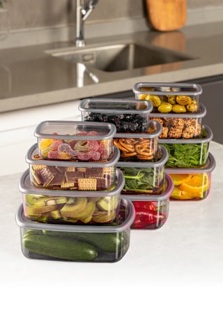 12 Bewaarbakjes - 250 / 500 / 750 / 1200 ml