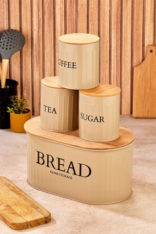 4 vershoudbakjes met Houten deksel