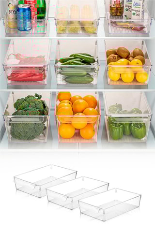 3 organisateurs de frigo sans BPA - 20 x 32,5 x 7 cm
