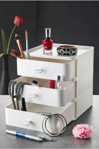 Organisateur de maquillage -  21 x 16 x 21 cm - Blanc
