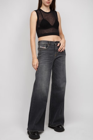 Crop top de mohair y alpaca - Negro