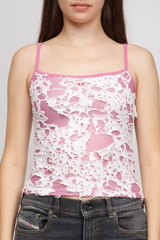 Top bimateria - Blanco y rosa