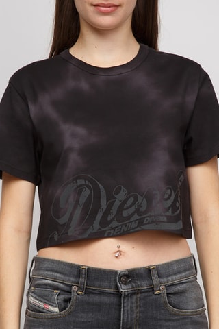 Camiseta cropped tie-dye - Negro