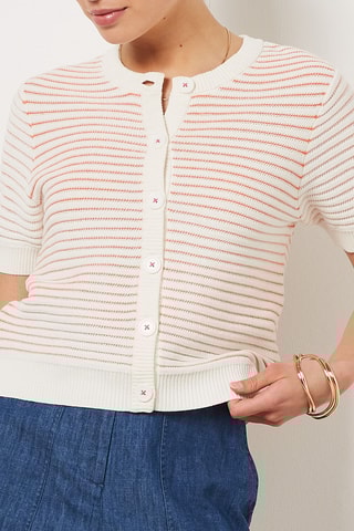 Cardigã - Branco e laranja