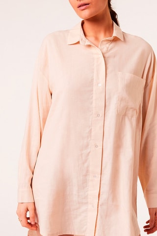 Camisa de pijama em linho - Rosa-maquilhagem