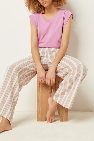 Calças de pijama em linho Indian Bliss Rosa - Etam