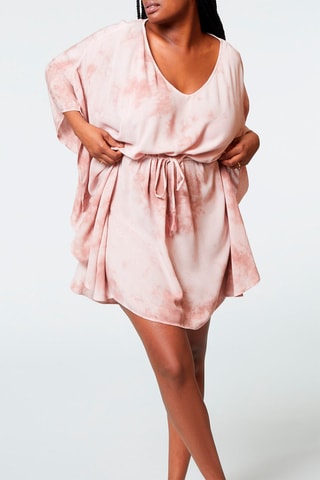 Vestido trapézio tie and dye Dip Imp fundo rosa