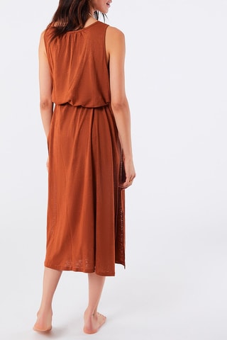 Vestido midi em linho Tina Castanho