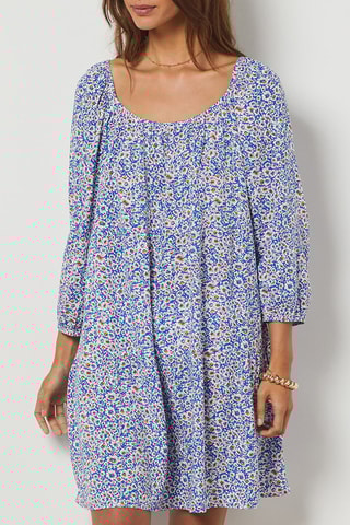 Vestido florido - Azul-marinho