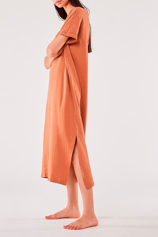 Vestido midi em linho Sole Cobre