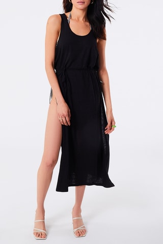 Túnica de praia em linho Tina Preto