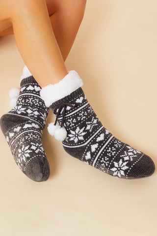 Meias antiderrapantes Noryn Cinzento-claro - Etam