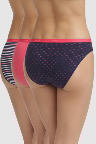 3 cuecas Les Pockets Rosa e azul-marinho 