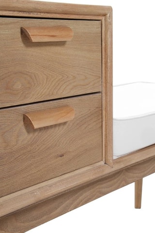 Banco de madera de fresno con cojín - Natural y blanco
