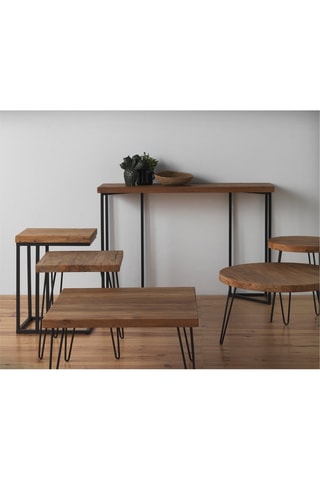 Table basse en bois d'orme ancien - 37 x 71 x 71 cm