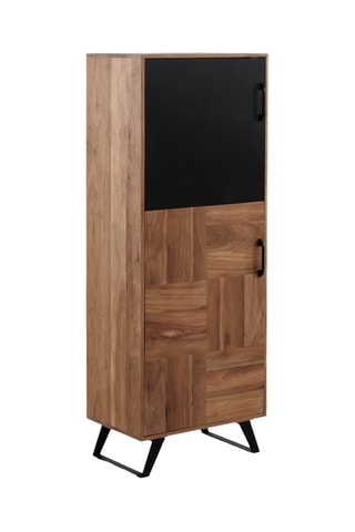 Estantería de 2 puertas de madera de acacia maciza - 60 x 164 x 40 cm