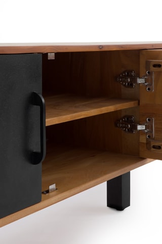 Mueble de TV de 4 puertas de madera de acacia maciza - 178 x 52 x 40 cm