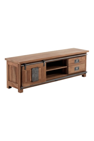 Mueble de TV de 2 cajones de madera de acacia - 160 x 51 x 40 cm