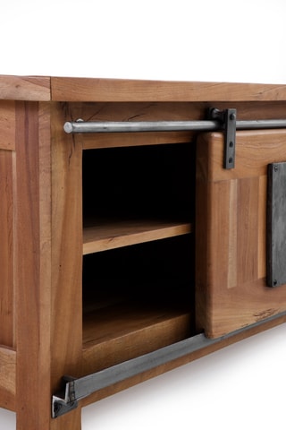 Mueble de TV de 2 cajones de madera de acacia - 160 x 51 x 40 cm