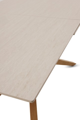 Mesa de comedor extensible de fresno y cerámica - 160/200 x 77 x 90 cm