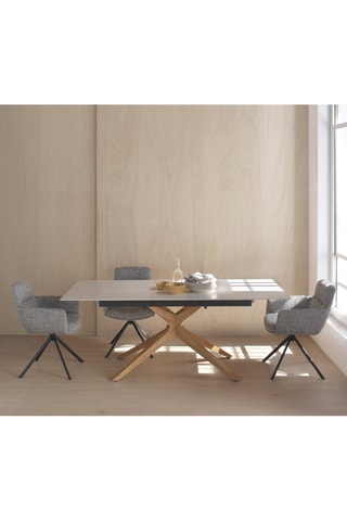 Mesa de comedor extensible de fresno y cerámica - 160/200 x 77 x 90 cm