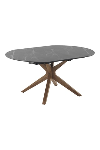 Mesa de comedor extensible de fresno y cerámica - 120/160 x 77 cm
