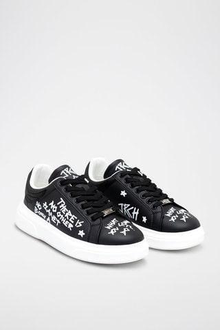 Zapatillas de piel - Negro y blanco