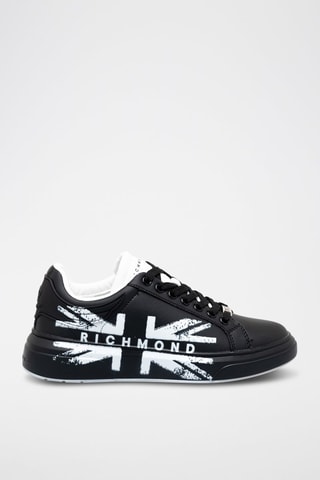 Zapatillas de piel - Negro y blanco