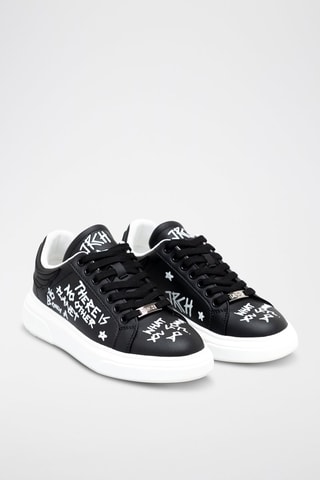 Zapatillas de piel - Negro y blanco