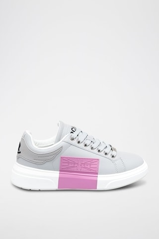 Zapatillas de piel - Gris claro y blanco